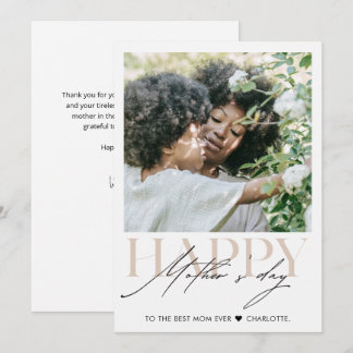 Minimalist Simple Happy Mother's Photo  Card