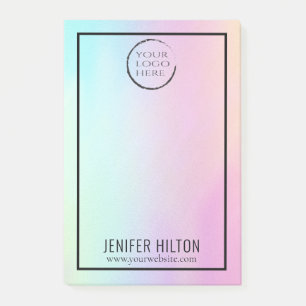 Minimalist simple iridescent holographic your logo post-it notes