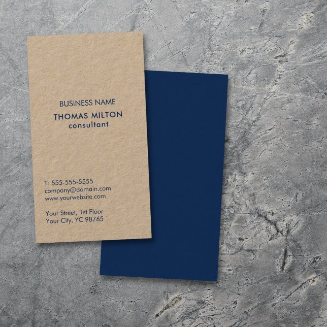 Minimalist Simple Kraft Blue Consultant Business Card (Creator Uploaded)