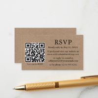 Minimalist Simple Kraft Wedding QR RSVP