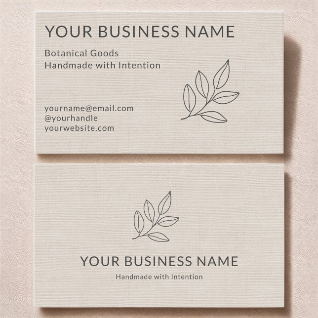 Minimalist Simple Linen Botanical Small Business Card (Creator Uploaded)