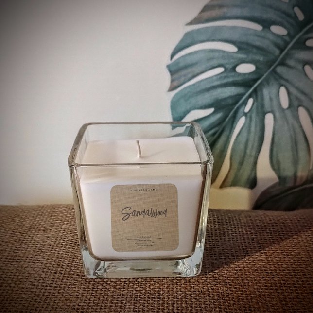 Minimalist simple linen look sript candle  square sticker (Creator Uploaded)
