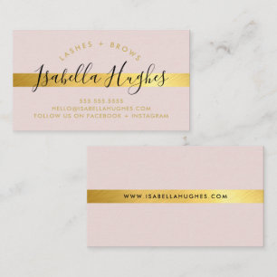 MINIMALIST simple luxe faux gold stripe blush pink Business Card