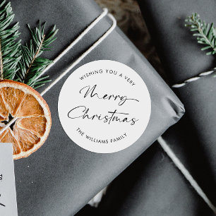 Minimalist Simple Merry Christmas Holiday Classic Round Sticker
