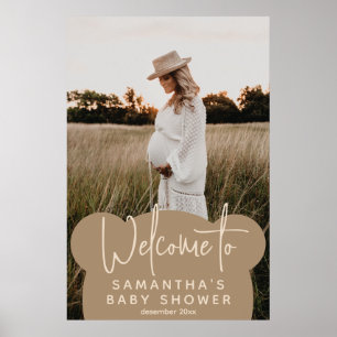 Minimalist simple modern Baby Shower Photo welcome Poster