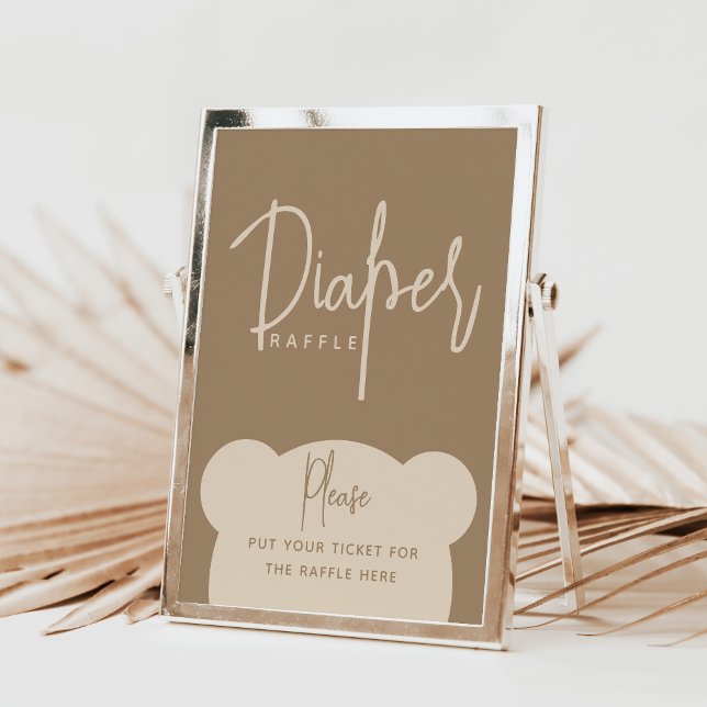 Minimalist simple modern Bear Baby Shower Diaper Poster (Creator Uploaded)