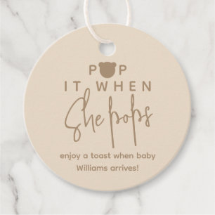 Minimalist simple modern bear Baby Shower Favour Tags