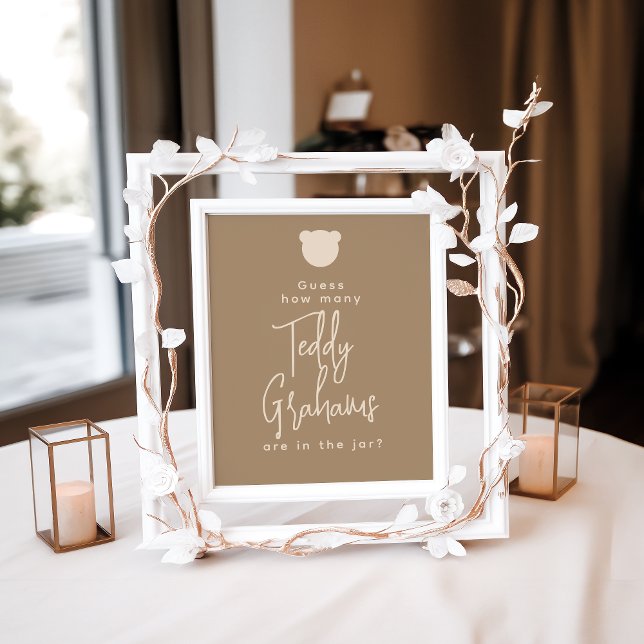 Minimalist simple modern Bear Baby Shower Game  Poster (Creator Uploaded)