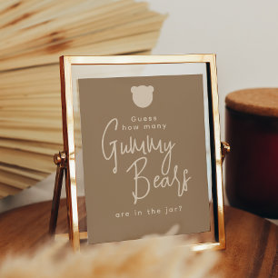 Minimalist simple modern Bear Baby Shower Game Poster