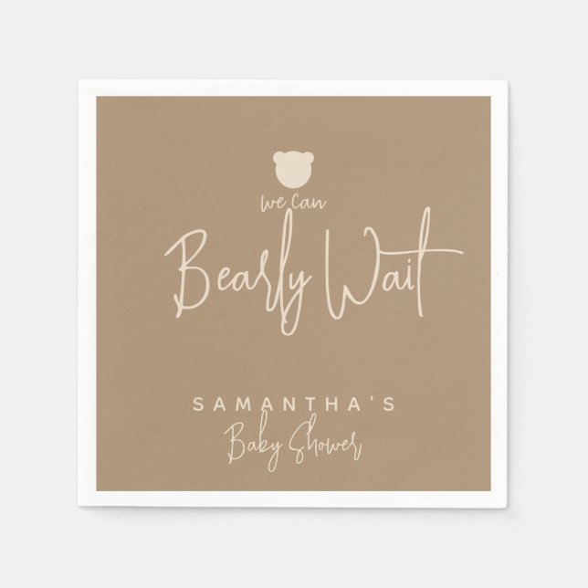 Minimalist simple modern bear Baby Shower  Napkin (Front)