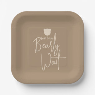 Minimalist simple modern bear Baby Shower Paper Plate