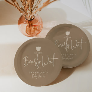 Minimalist simple modern bear Baby Shower  Paper Plate