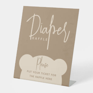 Minimalist simple modern Bear Baby Shower  Pedestal Sign