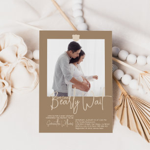 Minimalist simple modern bear Baby Shower Photo Invitation