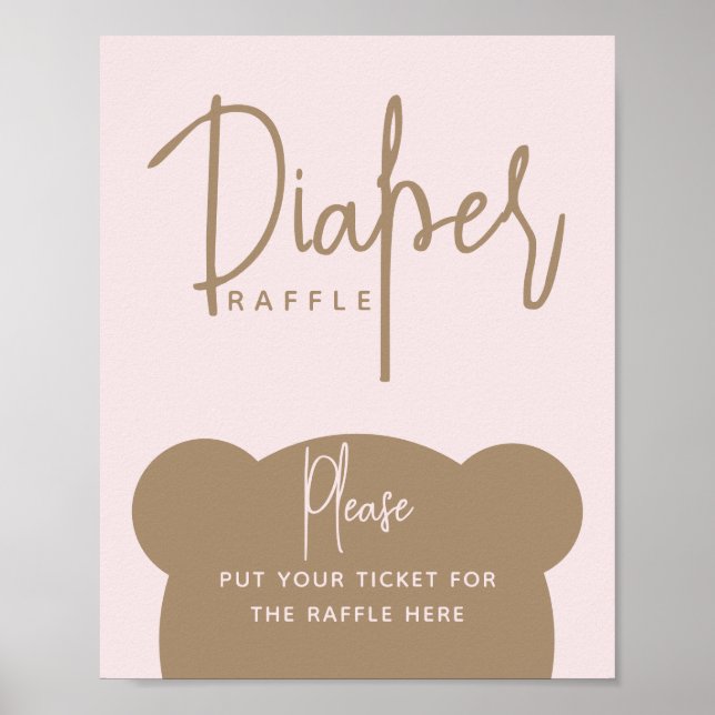 Minimalist simple modern Bear Baby Shower  Poster (Front)