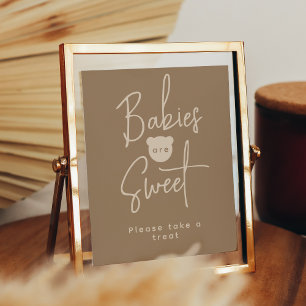Minimalist simple modern Bear Baby Shower sweet Poster
