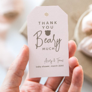 Minimalist simple modern bear Baby Shower Thank  Gift Tags