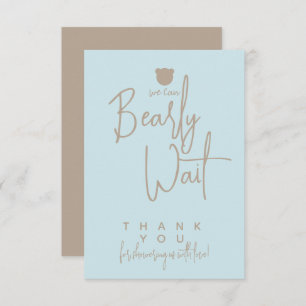 Minimalist simple modern bear Baby Shower  Thank You Card