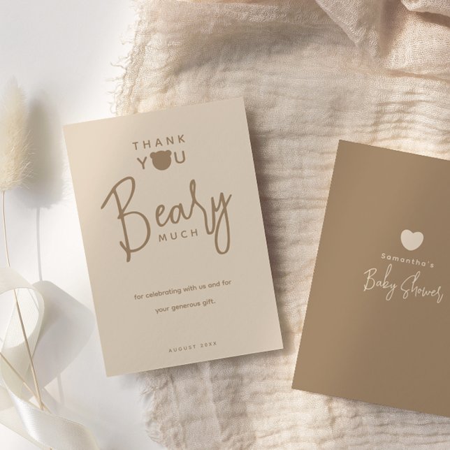 Minimalist simple modern bear Baby Shower Thank You Card (Creator Uploaded)