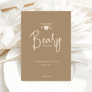 Minimalist simple modern bear Baby Shower  Thank You Card