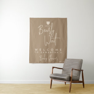 Minimalist simple modern bear Baby Shower welcome Tapestry