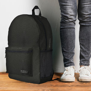 Minimalist Simple Modern Black Leather Essential Printed Backpack