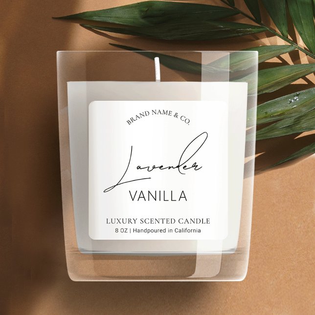 Minimalist Simple Modern Black White Candle Label (Minimalist candles labels in black and white with modern calligraphy font)