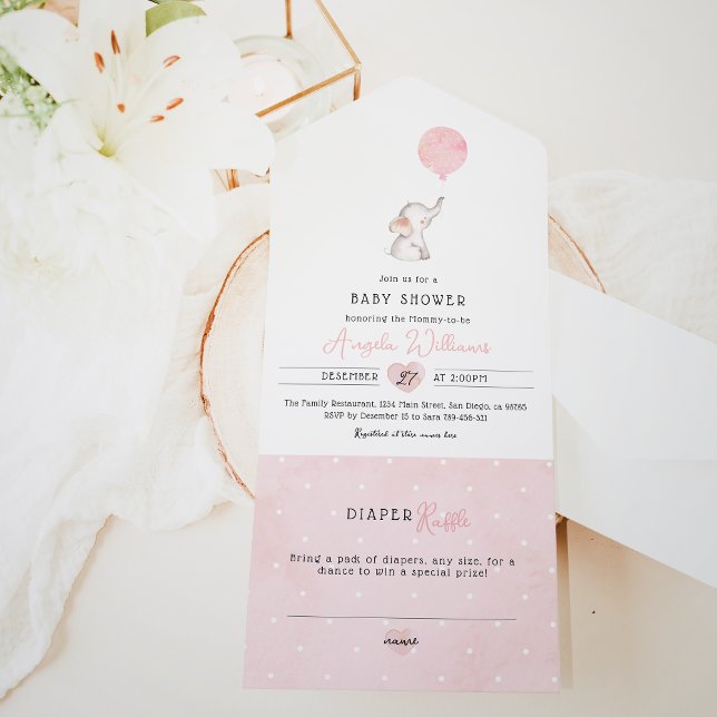 Minimalist simple modern elephant Baby Shower  All In One Invitation (Creator Uploaded)
