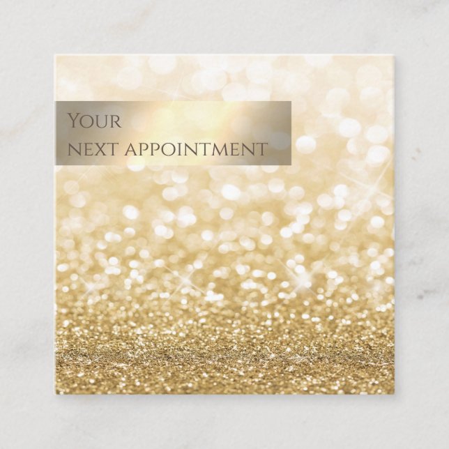 Minimalist simple modern gold glittery appointment card (Front)