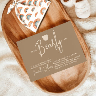 Minimalist simple modern little bear Baby Shower Invitation