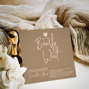 Minimalist simple modern little bear Baby Shower Invitation