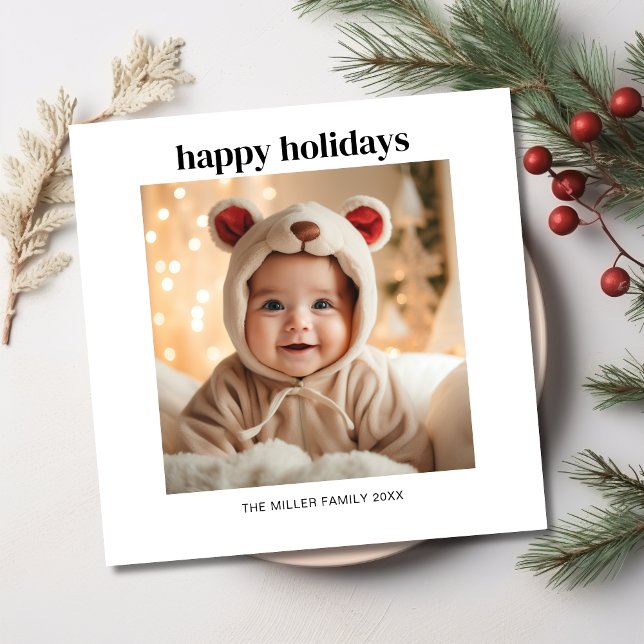 Minimalist Simple Modern Photo Happy Holidays Holiday Card (Minimalist Simple Modern Photo Happy Holidays Holiday Card)