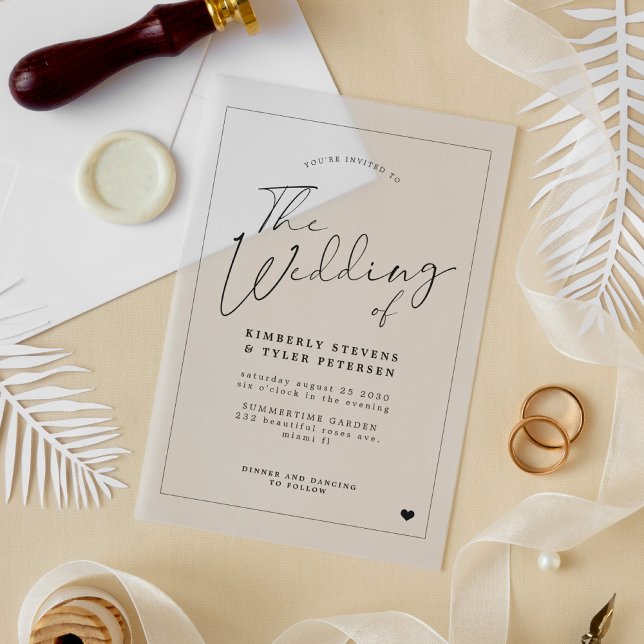Minimalist simple modern script wedding acrylic invitations (Creator Uploaded)
