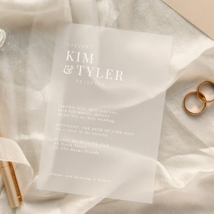 Minimalist simple modern typography wedding acrylic invitations