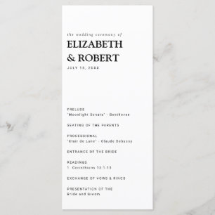 Minimalist Simple Modern wedding Ceremony Black Pr Programme