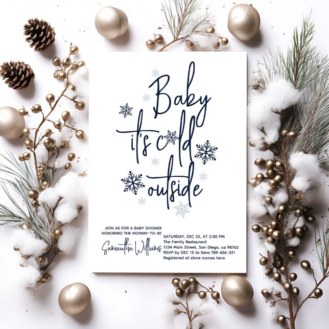 Minimalist simple modern winter Baby Boy Shower  Invitation (Creator Uploaded)