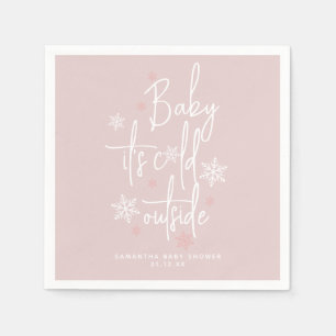 Minimalist simple modern winter Baby Girl Shower  Napkin