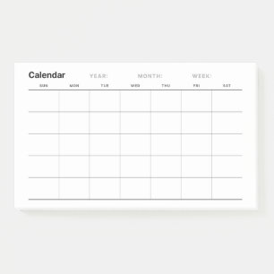 Minimalist Simple Monthly Planner Calendar Post-it Notes
