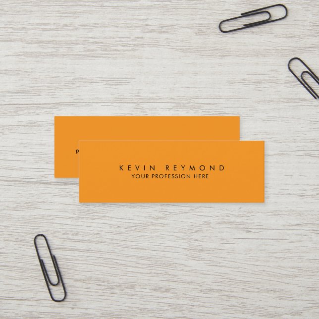 Minimalist Simple Orange Colour Mini Business Card (Front/Back In Situ)