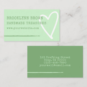 Minimalist Simple Pastel Green Cute Heart Graphic Business Card
