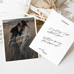 Minimalist Simple Photo Bridesmaid Proposal Card
