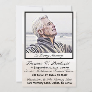 Minimalist Simple Photo Funeral Memorial Service Invitation