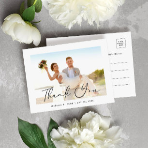 Minimalist Simple Photo Wedding Thank You Postcard