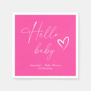 Minimalist Simple Pink Hello Baby Napkin