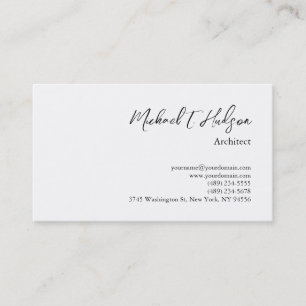 Minimalist Simple Plain Architect Classical White Business Card