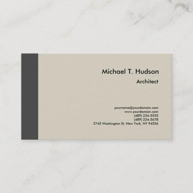 Minimalist Simple Plain Architect Modern Business Card (Front)