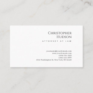 Minimalist Simple Plain Attorney at Law Business Card