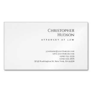 Minimalist Simple Plain Attorney at Law Magnetic Business Card