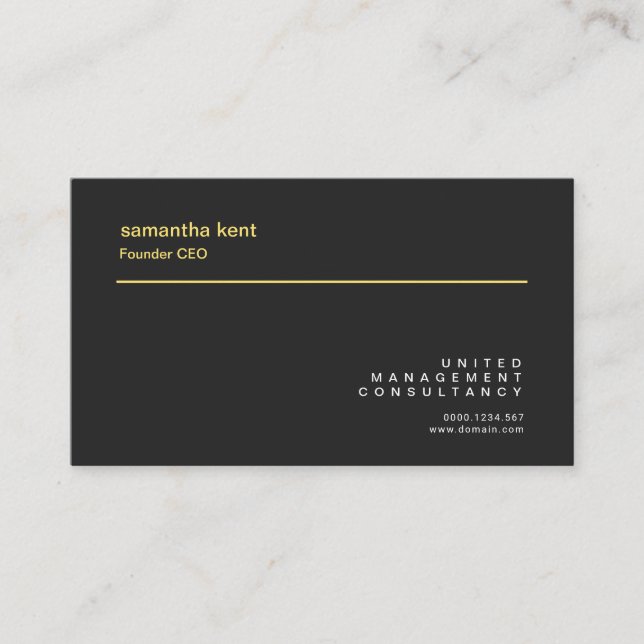 Minimalist Simple Plain Black Creative Founder CEO Business Card (Front)