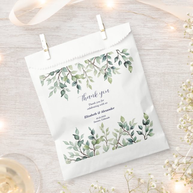 Minimalist Simple Pretty leaves branches wedding Favour Bags (Clipped)